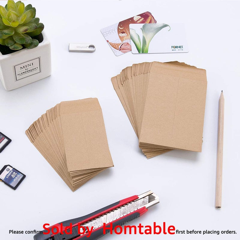Homtable 100 Pack Small Coin Envelopes Self-Adhesive Kraft Paper Seed Envelopes Mini Parts Small Items Stamps Storage Packets Envelopes for Garden, Office or Wedding Gift(2.25"Ã—3.5") (100) - Image 4